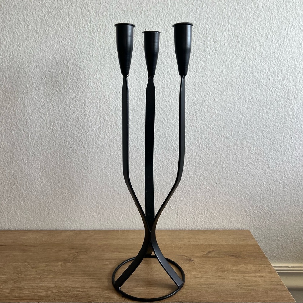 SOLD || Brutalist vintage mcm 3 taper candelabra